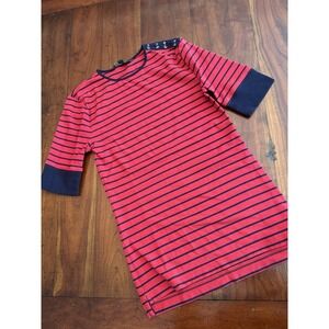 Ralph Lauren Women's‎ Small Red And Blue Stripes Boat Neck Top Nautical Themed